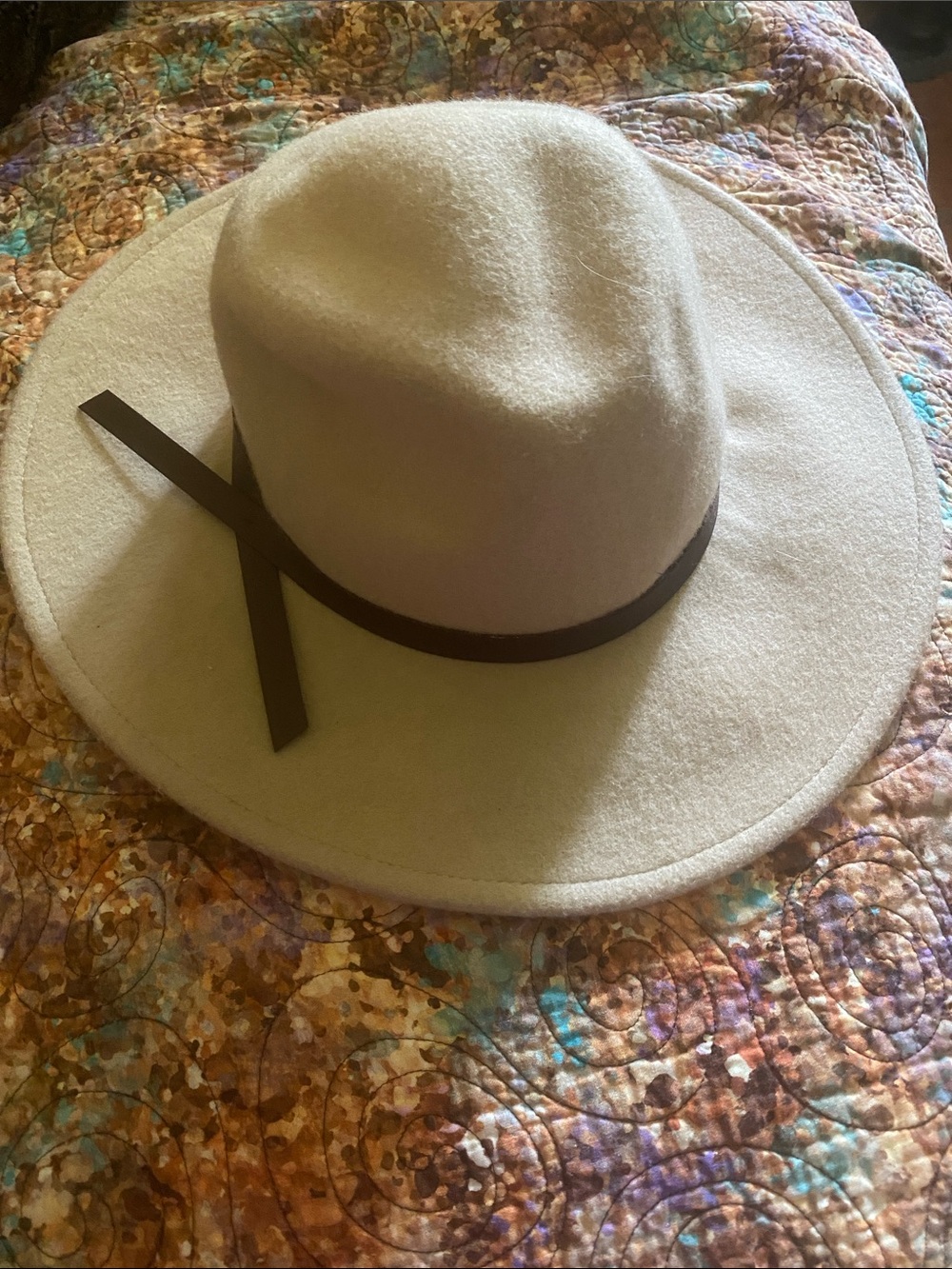 Universal Thread Cream Wide-Brim Fedora with Brown Band